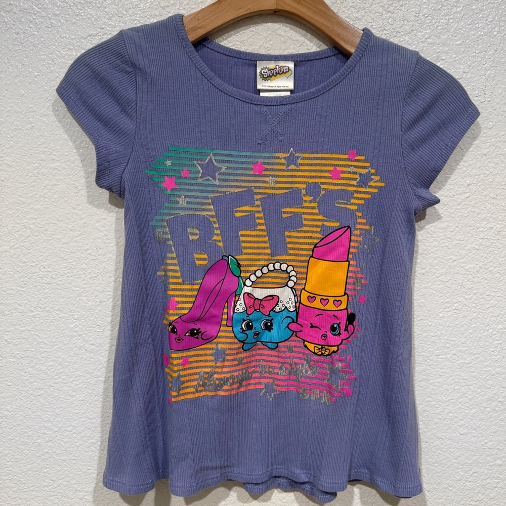 Kids Shopkins Girls Purple BFFs Always In Style Graphic T-Shirt Size 7/8